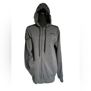 Adidas Hoodie Men’s 3 Stripe Full Zip Hooded Sweatshirt Heather Gray Size: Small